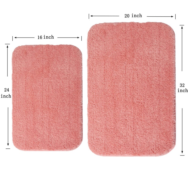 DSHXL 2 Piece Bathroom Rugs and Mats Sets, Soft Bath Mats for Bathroom with Non-Slip Backing, Machine Washable Microfiber Absorbent Bath Rugs (16''x24'' Plus 20''x32'',Pink) - Image 3