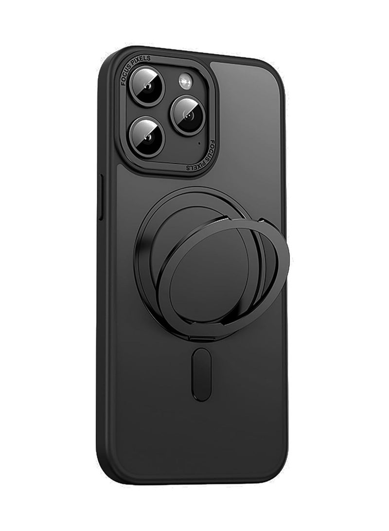حافظة هاتف فاخرة بحامل حلقي 360 درجة لهاتف iPhone 16 Pro Max 6.9 بوصة، مغناطيسي قوي متوافق مع الشحن اللاسلكي MagSafe، حافظة هاتف مضادة للسقوط من سبائك الألومنيوم (أرجواني) - Image 3