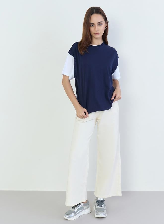 ستايلي تيشيرت واسع بنمط كتل الالوان - Image 2