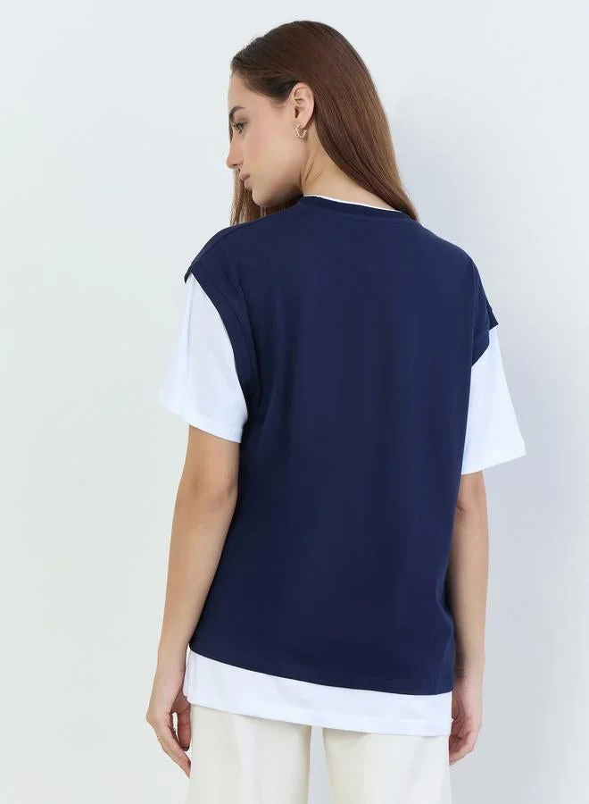 Styli Oversized Color Block T-Shirt