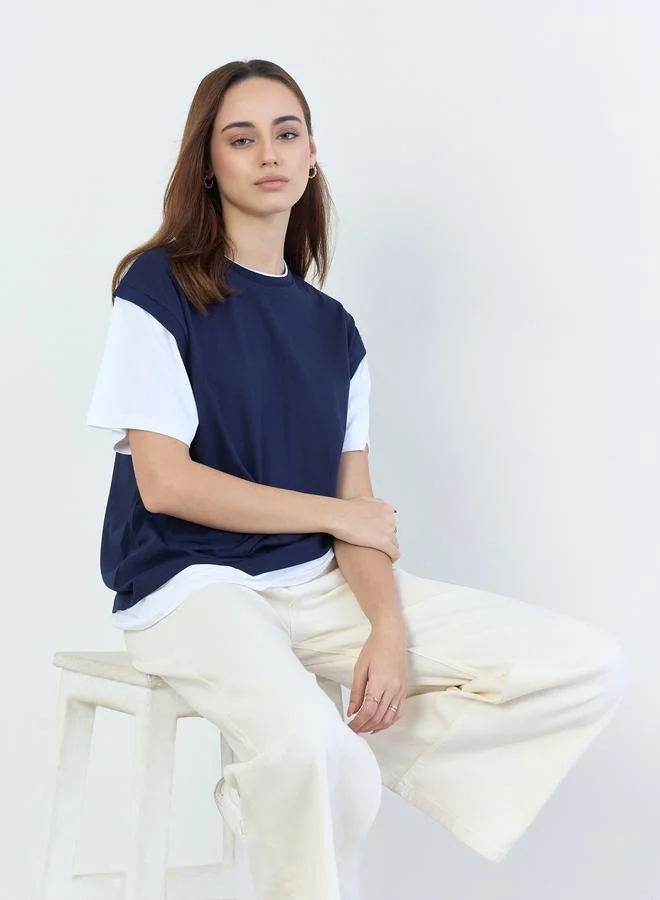 Styli Oversized Color Block T-Shirt
