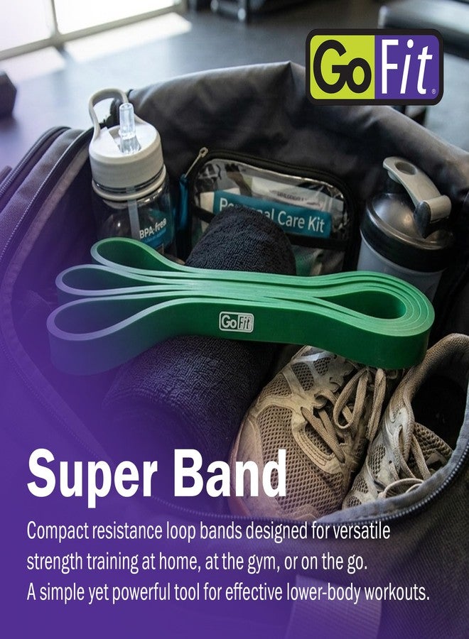 GoFit Pro Super Band 30-50lbs Durable Resistance Bands for Strength Training, Pilates, Stretching, Home Workouts, and Full-Body Exercise, Green - Image 2