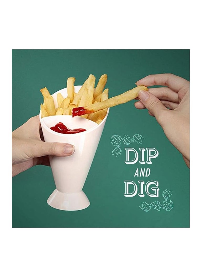 Spaceshoop Multi Purpose Imported Plastic French Fries and Dip Sauce Bowls Holder  - Image 3