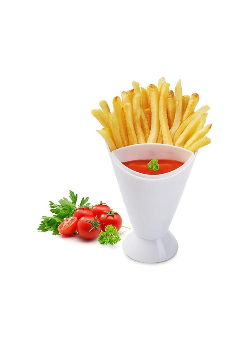Spaceshoop Multi Purpose Imported Plastic French Fries and Dip Sauce Bowls Holder  - Image 1