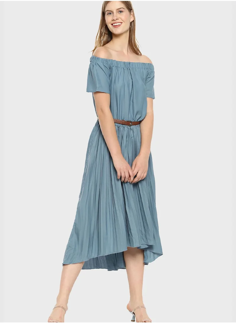 Campus Sutra Pleated Midi Dress