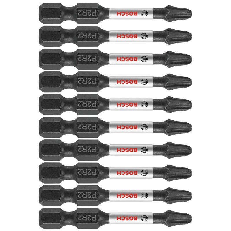 BOSCH ITP2R2205 5-Pack 2 In. Phillips/Square #2 Impact Tough Screwdriving Power Bits - Image 1