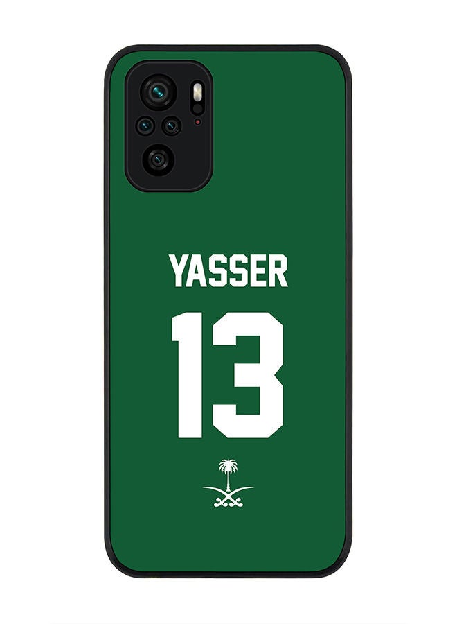 Stylizedd Rugged Black edge case for Redmi Note 10S/Redmi Note 10 4G Slim fit Soft Case Flexible Rubber Edges Anti Drop TPU Gel Thin Cover - Football Team - Saudi Arabia Player Name - Yasser - Image 1