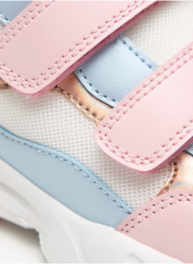 Little Missy Panelled Lightweight Sneakers with Hook and Loop Closure  - Image 4
