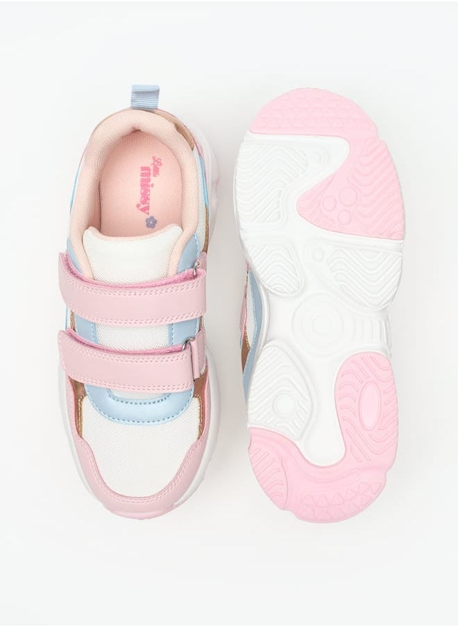 Little Missy Panelled Lightweight Sneakers with Hook and Loop Closure  - Image 5