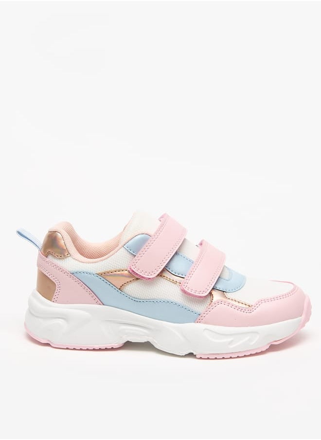 Little Missy Panelled Lightweight Sneakers with Hook and Loop Closure  - Image 3