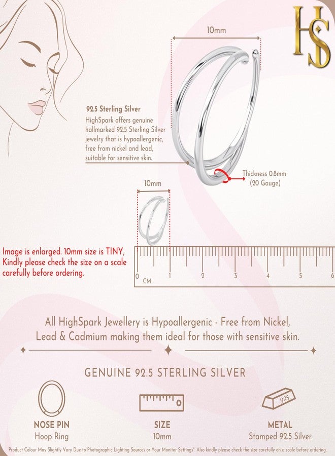 HighSpark 925 Silver Nose Ring for Women | 92.5 Sterling Silver & Stunning Shine | Lovely Gift for Women & Girls - Double Line - Image 2