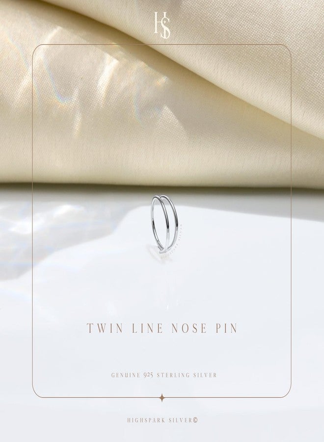HighSpark 925 Silver Nose Ring for Women | 92.5 Sterling Silver & Stunning Shine | Lovely Gift for Women & Girls - Double Line - Image 3