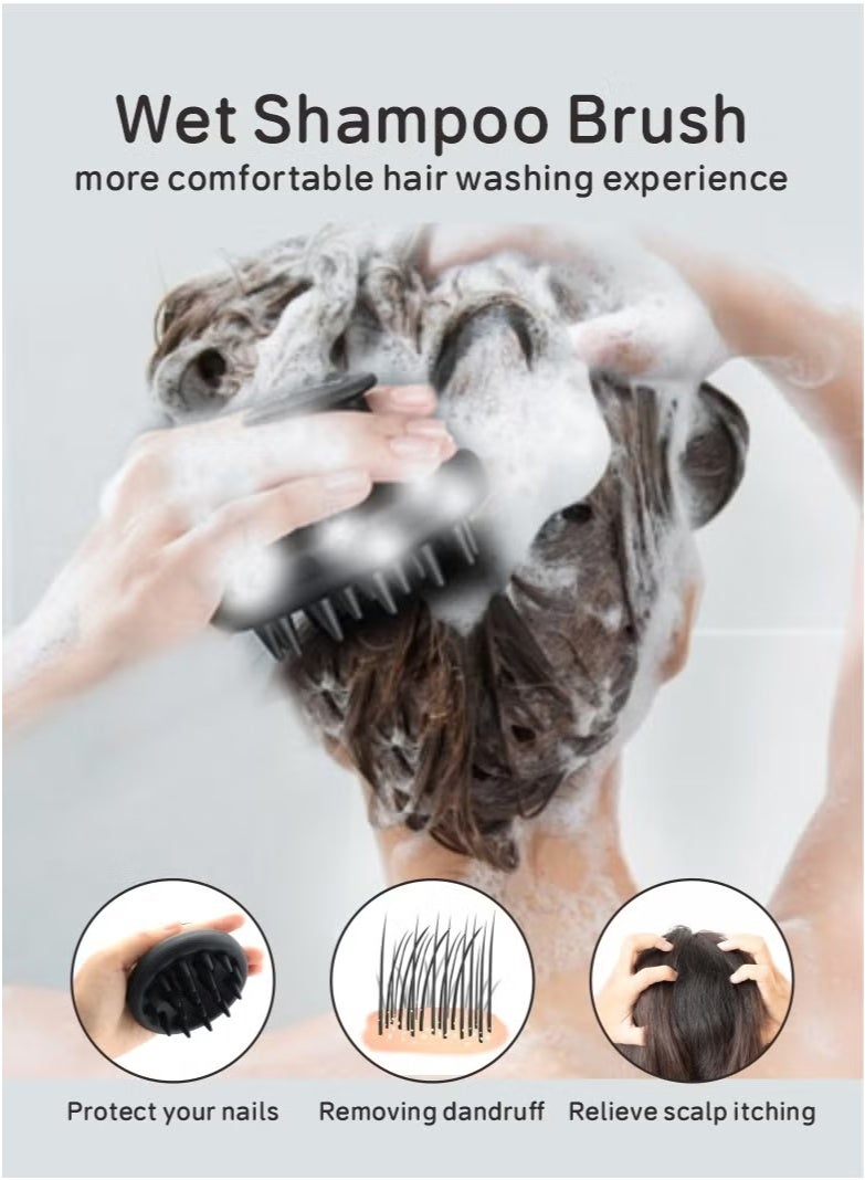 فرشاة شعر لتدليك فروة الرأس، فرشاة تنظيف الشعر بشعيرات سيليكون ناعمة، فرشاة تقشير فروة الرأس، فرشاة شامبو لإزالة القشرة للعناية بفروة الرأس الجافة والرطبة - Image 5