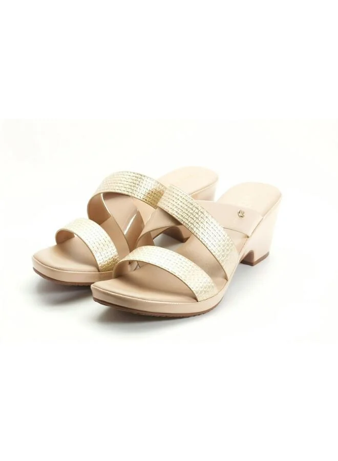 ميشيل مورجان 092-3070 Michelle Morgan Women's Textured Multi-Strap Block Heel Sandals 114RJ217 Gold