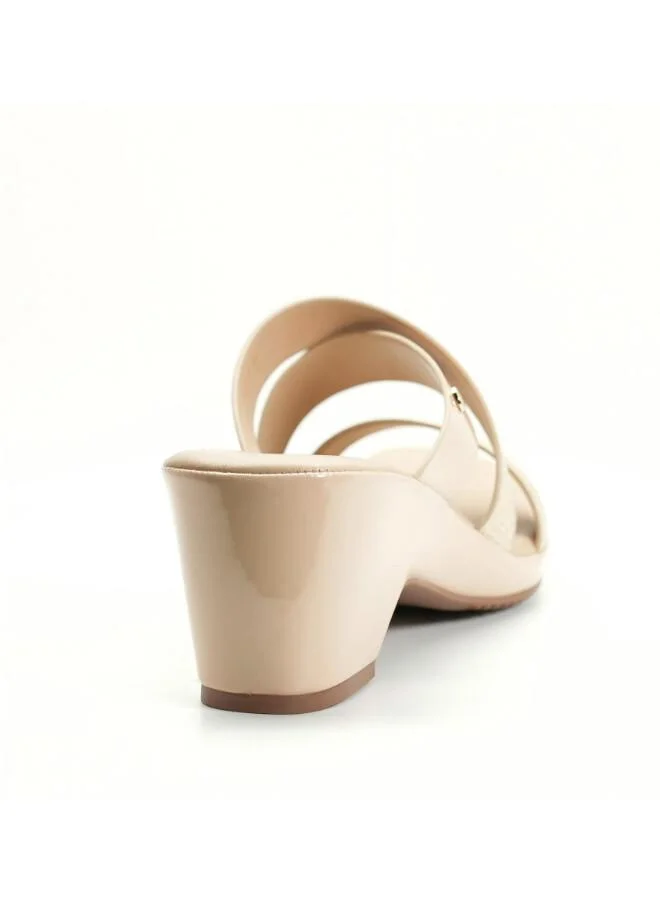 Michelle Morgan Gold 092-3070 Michelle Morgan Women's Textured Multi-Strap Block Heel Sandals 114RJ217 Gold for Women | Best Price UAE