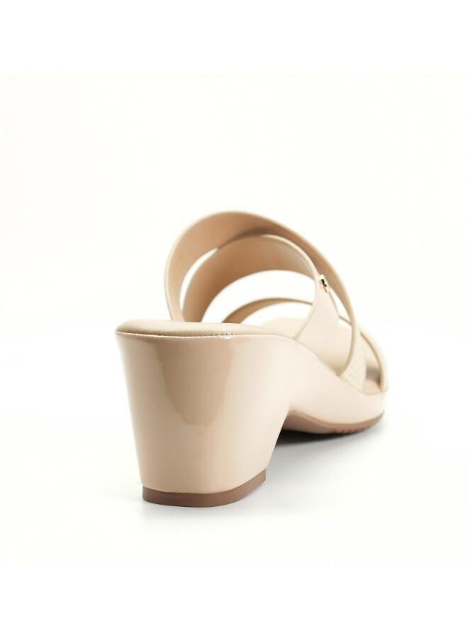 Michelle Morgan 092-3070 Michelle Morgan Women's Textured Multi-Strap Block Heel Sandals 114RJ217 Gold - Image 4