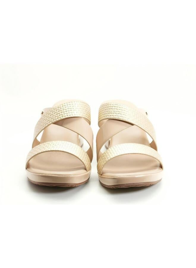 Michelle Morgan 092-3070 Michelle Morgan Women's Textured Multi-Strap Block Heel Sandals 114RJ217 Gold - Image 2