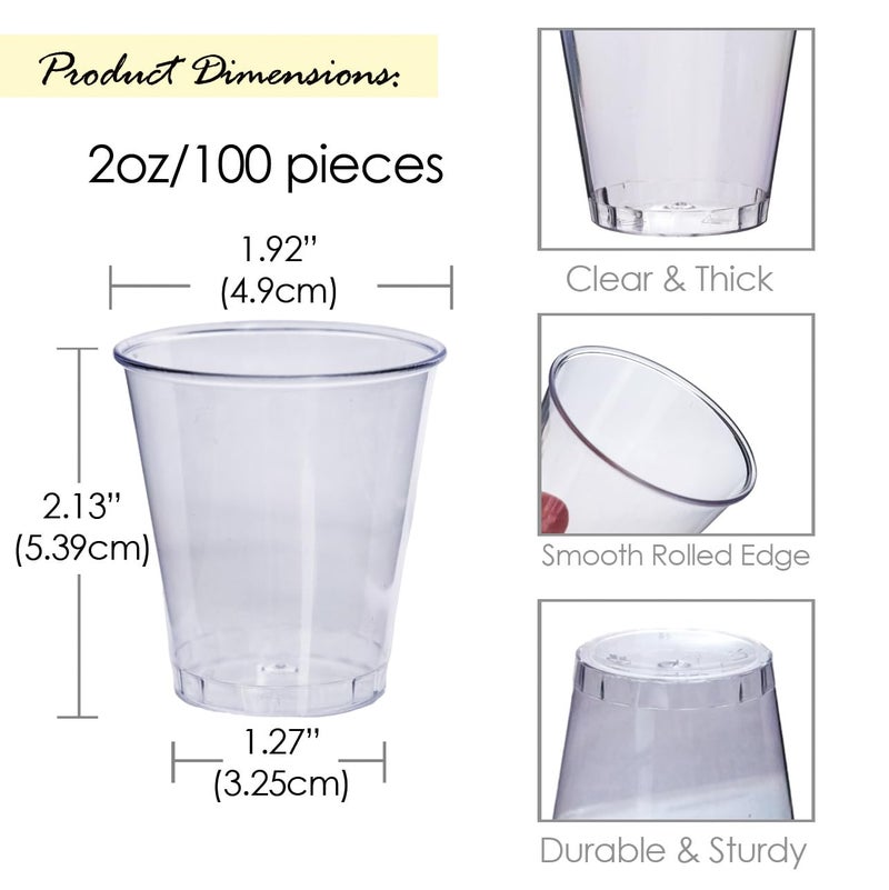 Craft And Party Craft And Party  2oz Premium Clear Shot Glasses. Disposable Clear Cups for Wine Tasting  Vodka  Whiskey  jelly shot  sample Cups For Party and Gathering. (100) - Image 1