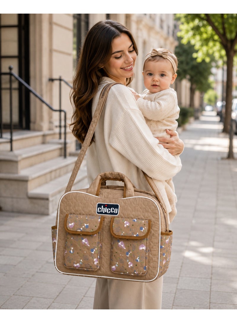 Chicco Brown Maternity Diaper Bag With Shoulder Strap – Baby Essentials Organizer Bag For Hospital, Travel & Daily Outings - Image 4