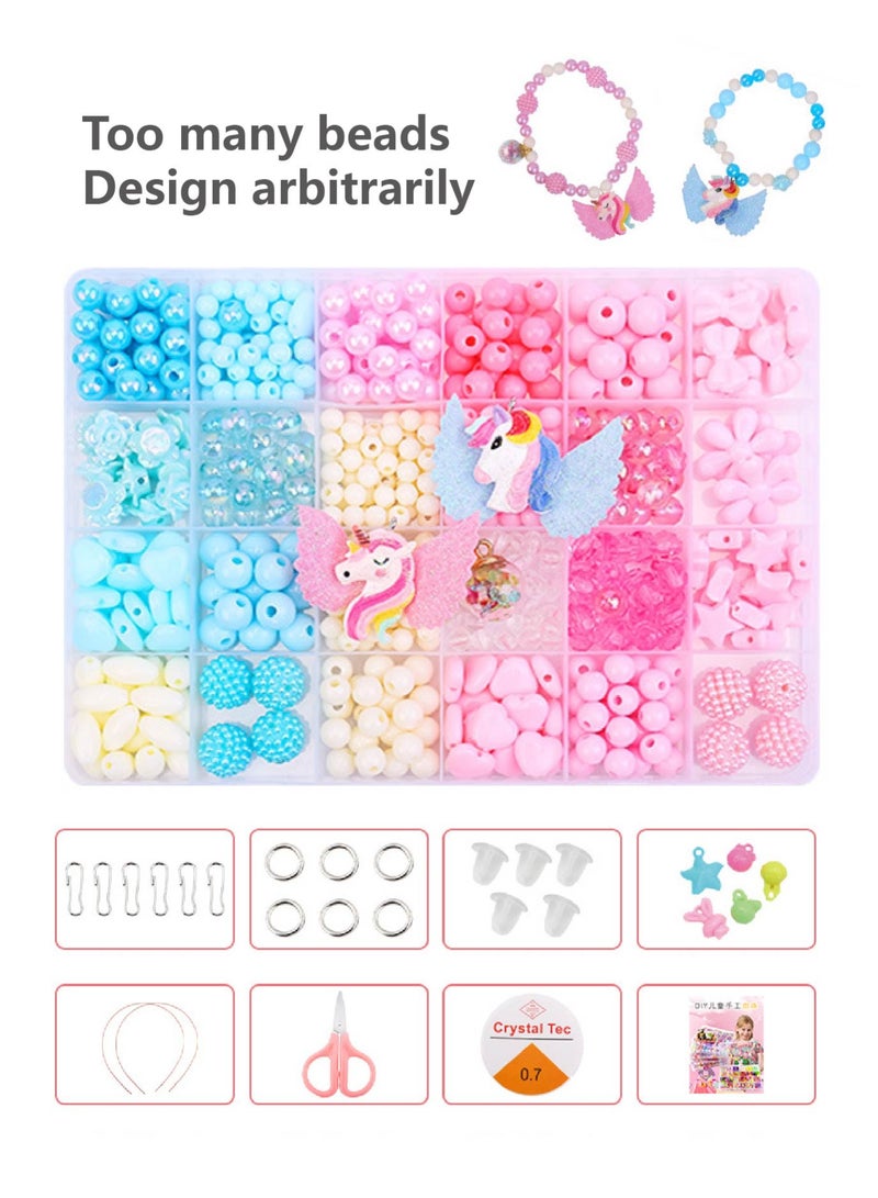 طقم خرز يونيكورن جديد بألوان جذابة - مجموعة صنع مجوهرات كاملة مع ٩ أدوات (الهدية المثالية للبنات) - Image 2