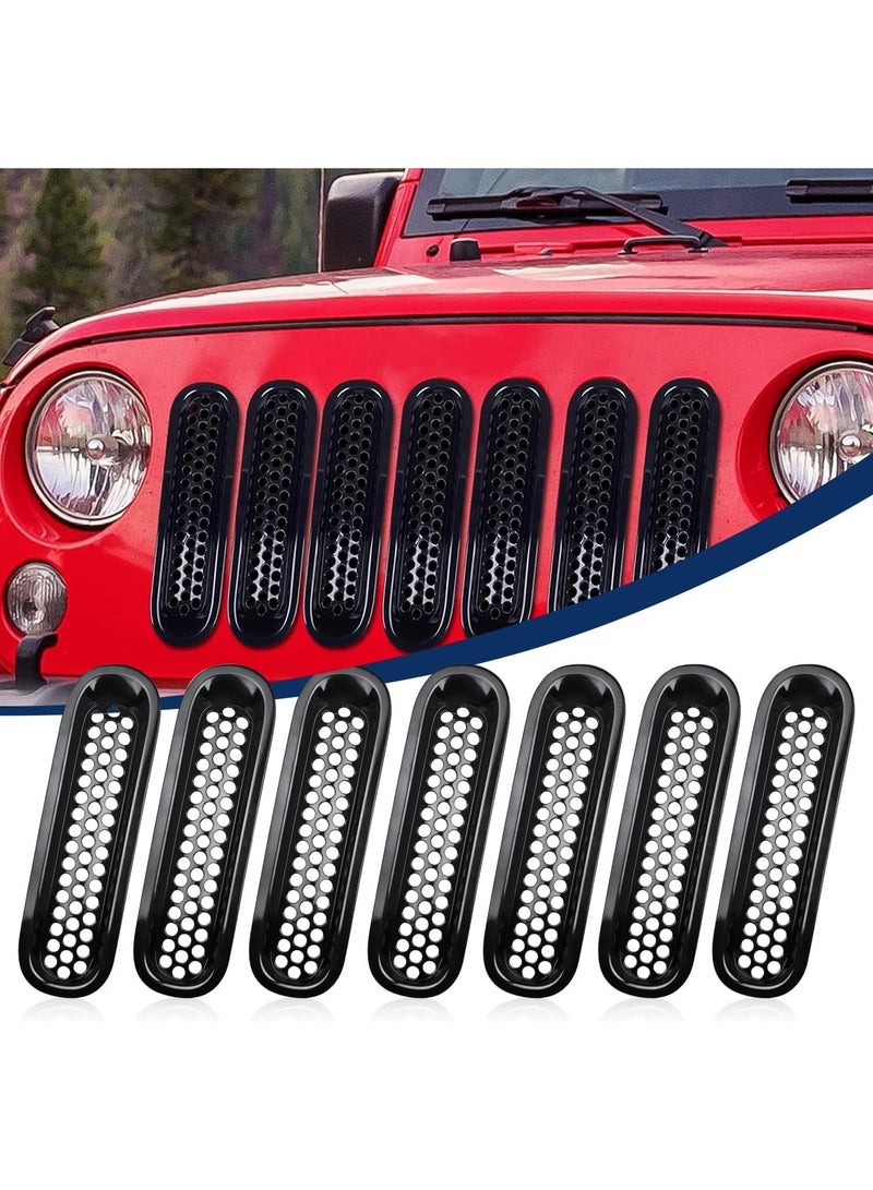 Generic Car Front Mesh Grille Cover, 7 Pack ABS Decorative Grill Inserts, Clip-in Front Mesh Grille Guard Protector for JK Wrangler 2007-2017, Durable Car Exterior Accessories Replacement  - Image 1