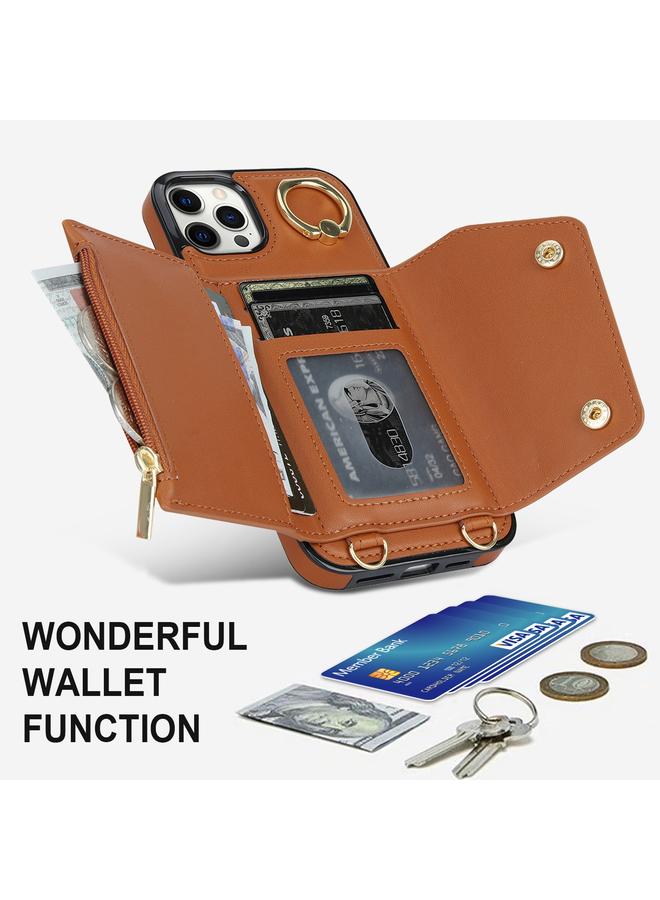 اس-توب جراب لهاتف iPhone 11 Pro Max مزود بسحاب وحقيبة بطاقات وحبل مزدوج - Image 5