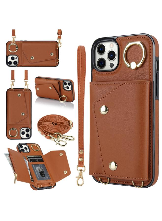 اس-توب جراب لهاتف iPhone 11 Pro Max مزود بسحاب وحقيبة بطاقات وحبل مزدوج - Image 1