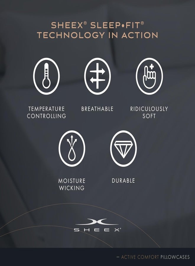 SHEEX أغطية وسائد SHEEX Active Comfort Cooling، مقاس قياسي/كوين، طقم أغطية وسائد فائقة النعومة، غطاءان للوسائد المبردة، لون أبيض ناصع - Image 2