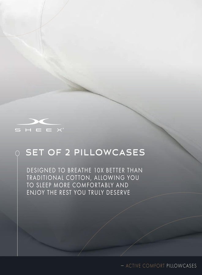 SHEEX أغطية وسائد SHEEX Active Comfort Cooling، مقاس قياسي/كوين، طقم أغطية وسائد فائقة النعومة، غطاءان للوسائد المبردة، لون أبيض ناصع - Image 4