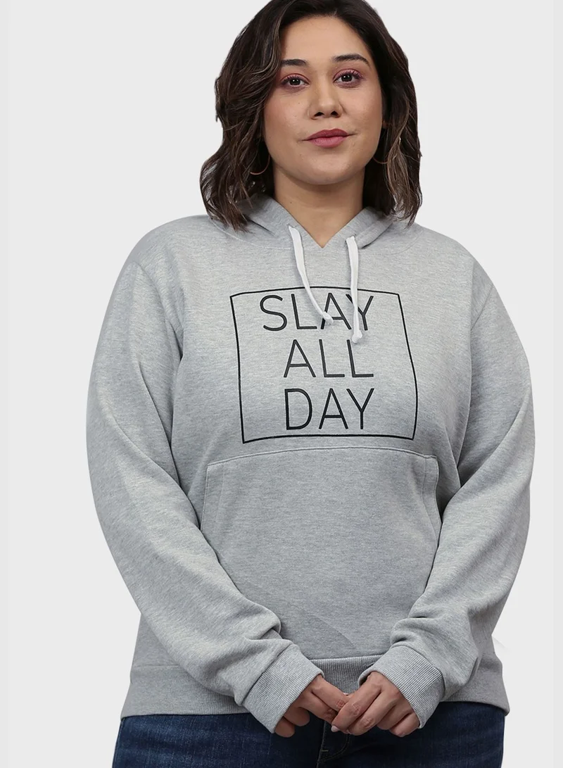 Instafab Plus Front Pocket Printed Hoodie
