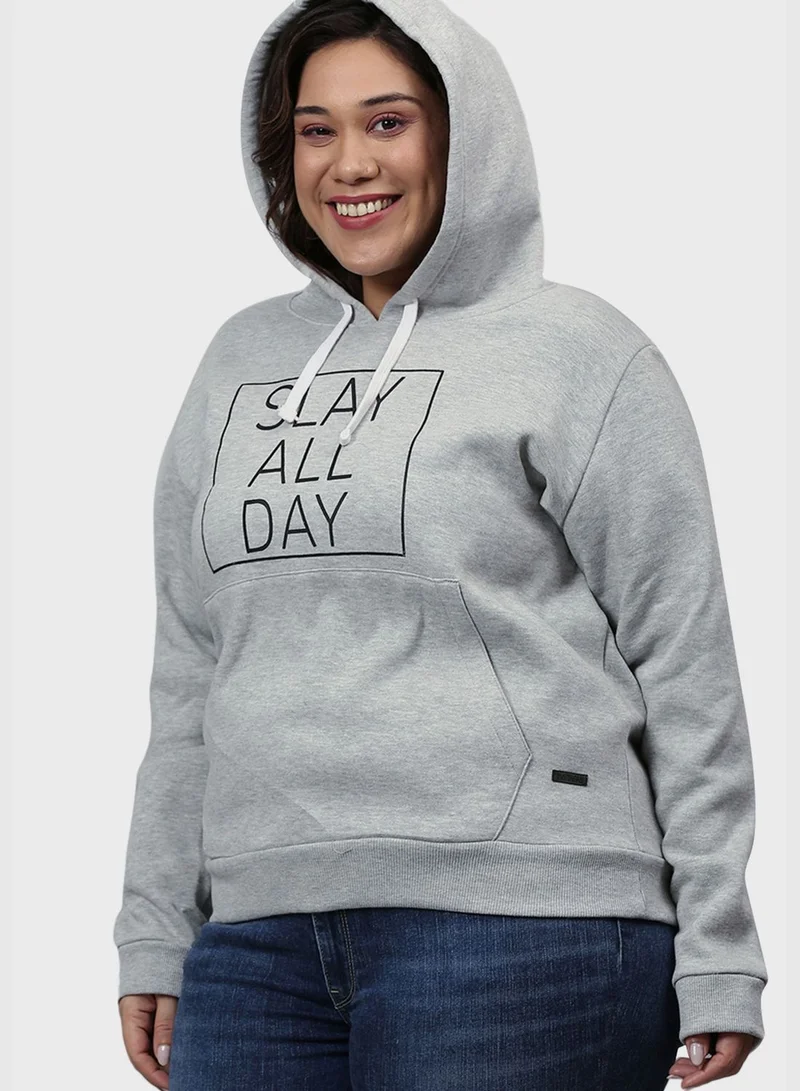 Instafab Plus Front Pocket Printed Hoodie