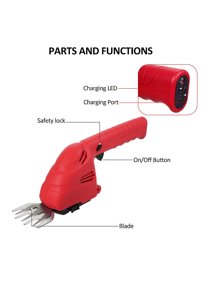 Generic E-5 Lithium Cordless Hedge Trimmer Handheld Dual-Purpose Hedge Trimmer Bush Trimmer Electric Hedge Trimmer for Pruning Built in 2.0Ah Battery and Type-C Charging Cable Grass Trimmer  - Image 3