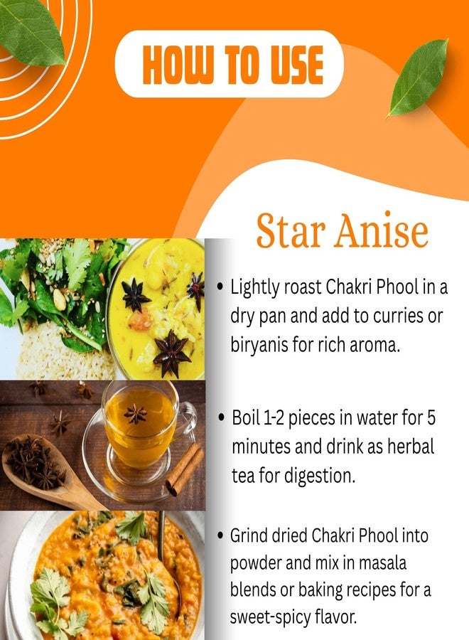 BrijBooti Star Anise - Star Anise Whole - Chakri Phool - Badhiyan Fool - चक्रफूल - Illicium verum 25Gr - Image 3