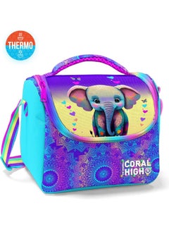 CORAL HIGH Kids Pink Turquoise Elephant Patterned Thermo Lunchbox  - Image 5
