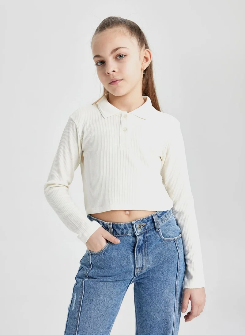 DeFacto Slim Fit Long Sleeve Polo T-Shirt
