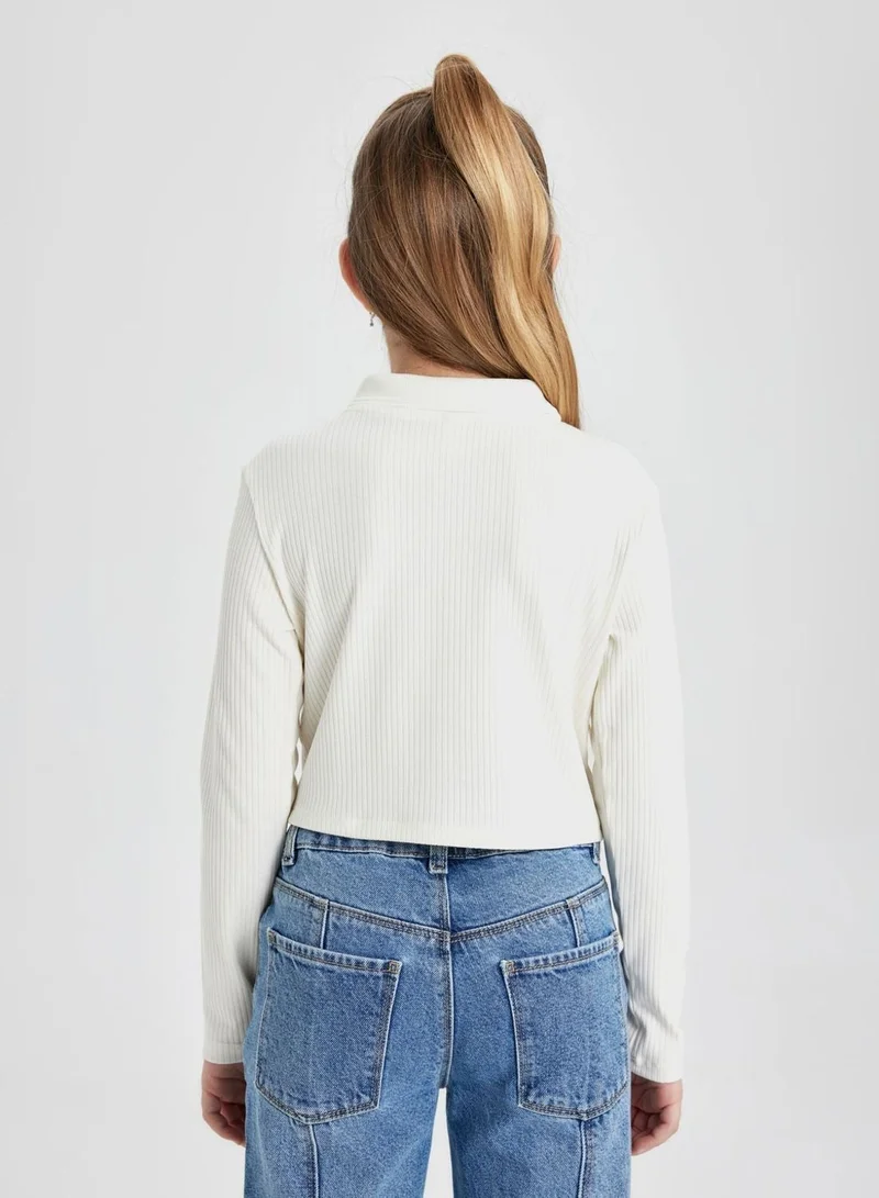 DeFacto Slim Fit Long Sleeve Polo T-Shirt