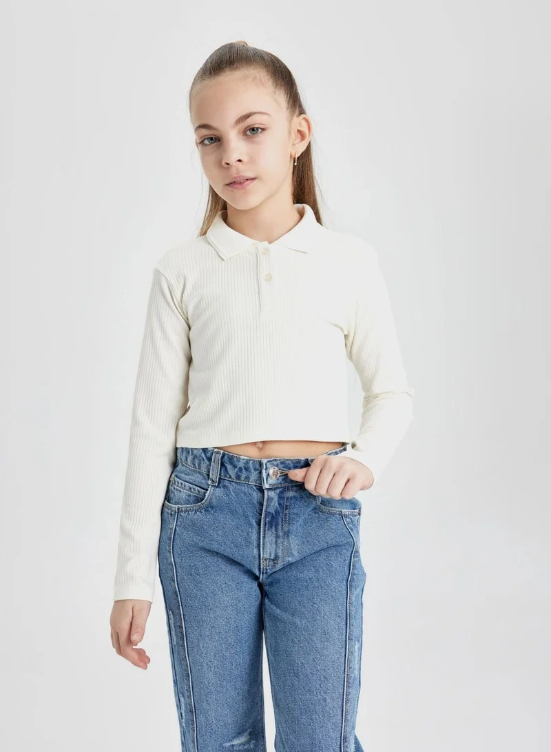 ديفاكتو تيشيرت بولو بأكمام طويلة بقصة ضيقة