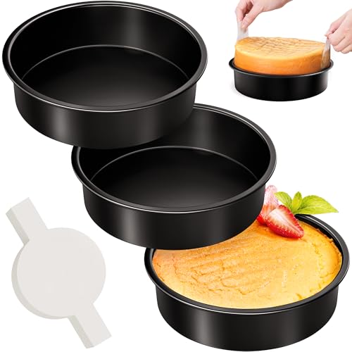 AltarreT 8 Inch Round Cake Pan Set of 3 Nonstick Baking Pans with 100PCS Parchment Paper Dishwasher Safe - Image 1