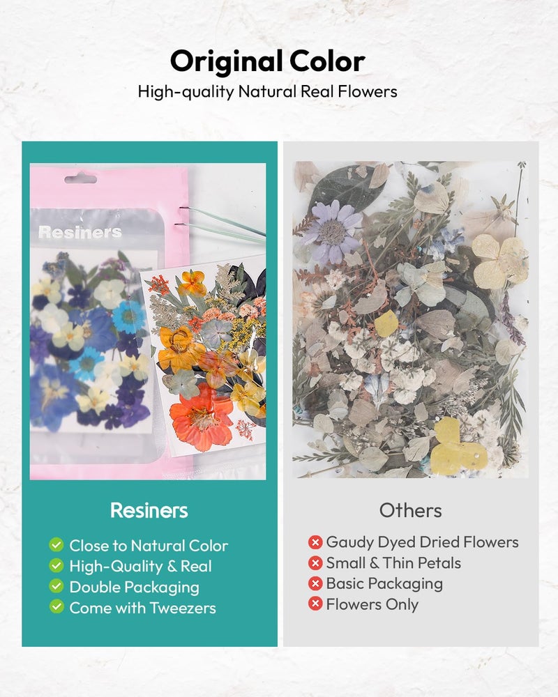 Resiners Dried Flowers, Resiners 100Pcs Pressed Flowers for Craft Retro Style Real Natural Dried Flowers Dry Leaves Kit for DIY Making Crafts Resin Soap Candle Scrapbook Supplies Card Making Jewelry - Image 5