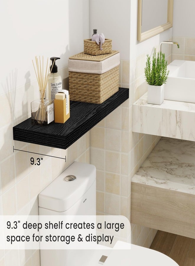 Fun Memories Floating Shelves for Wall, 30 Inch Rustic Wood Wall Mounted Shelves for Bathroom, Bedroom, Kitchen, Living Room, Deep Floating Shelves for Storage & Home Decor (Black, Set of 2) - Image 4