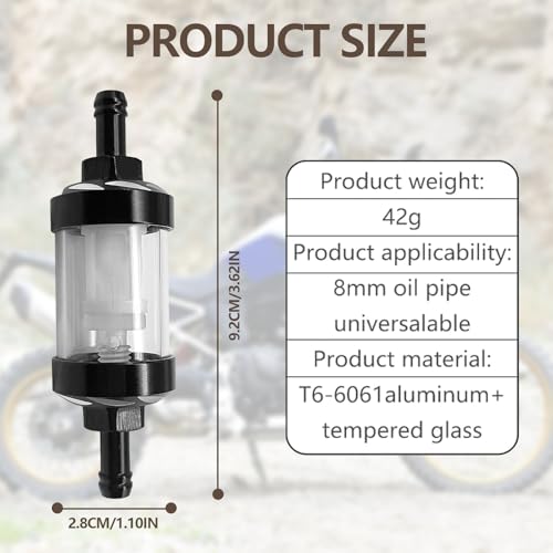 Icyhaws Automotive Fuel Filter, Detachable Washable Metal Glass Vehicle Inline Waterproof Fuel Filters 1.1" x 3.46" x 0.31" Universal Accessories for Truck Motorcycle SUV Car - Image 2