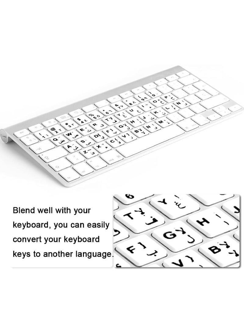 Rock Pow 2PCS Arabic Keyboard Stickers Arabic-English Keyboard Letters Replacement Stickers Black Background with White Font for Computer Laptop Notebook Desktop Matte Arabic Keyboard Alphabet Stickers  - Image 5