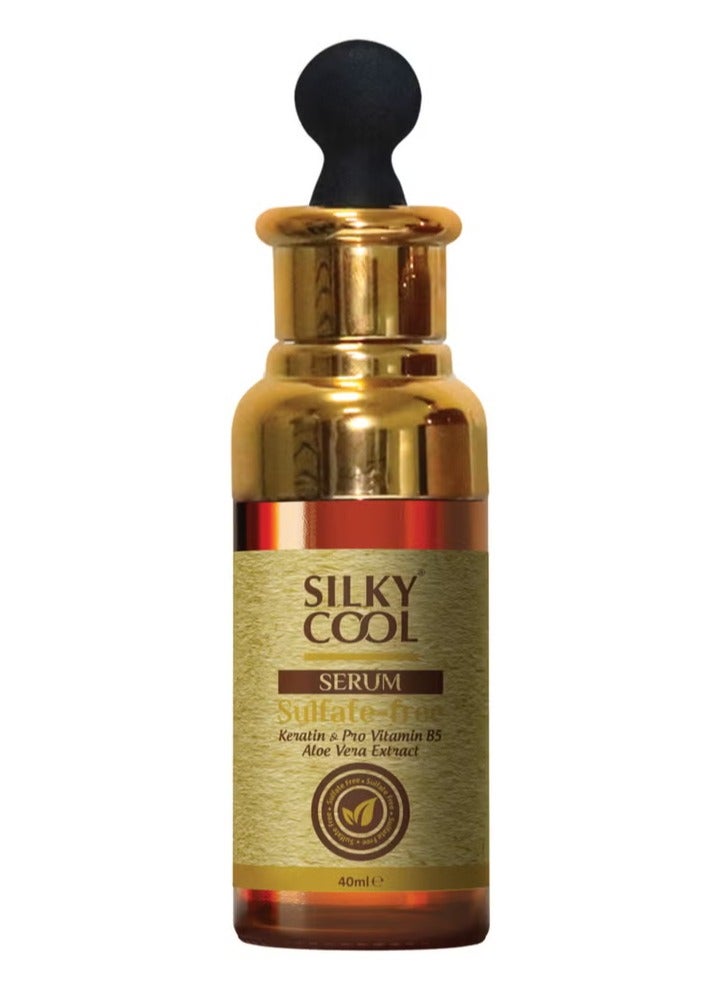 Silky Cool Sulfate Free Hair Serum with Keratin, Pro-Vitamin B5, and Aloe Vera Extract - 40ml