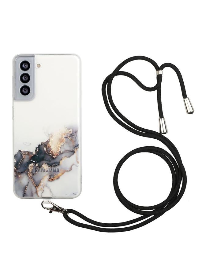 S-TOP Case For Samsung Galaxy S22 5G Hollow Marble Pattern TPU Shockproof Phone Case with Neck Strap Rope - Image 1