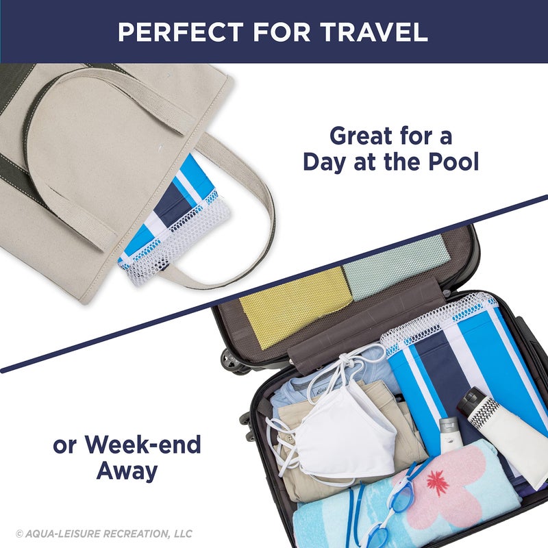Aqua Leisure Aqua 4-in-1 Original Monterey Hammock XL Pool Float & Hammock - Multi-Purpose, Inflatable Pool Floats for Adults - Patented Thick, Non-Stick PVC Material â€“ Navy/White Stripe - Image 5