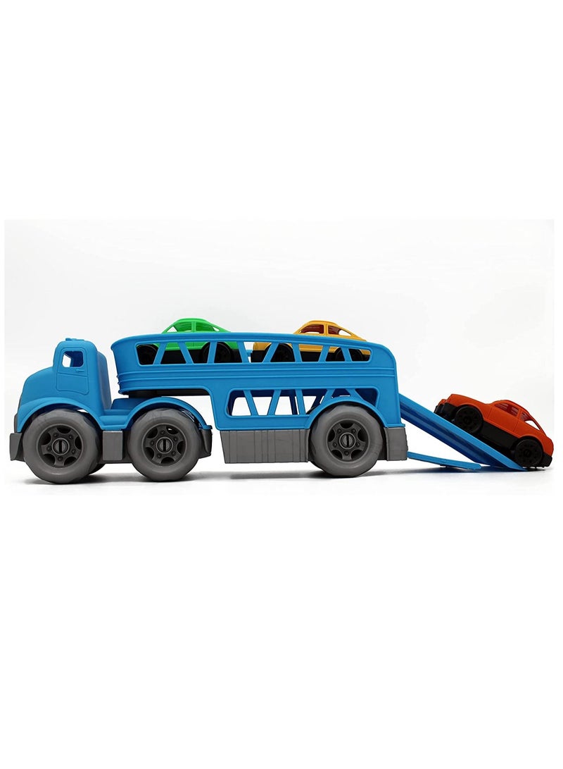 ROLL UP KIDS Toy Truck Car Carrier Manual Friction Powered Vehicle Toy Set With 3 Cars - Image 5