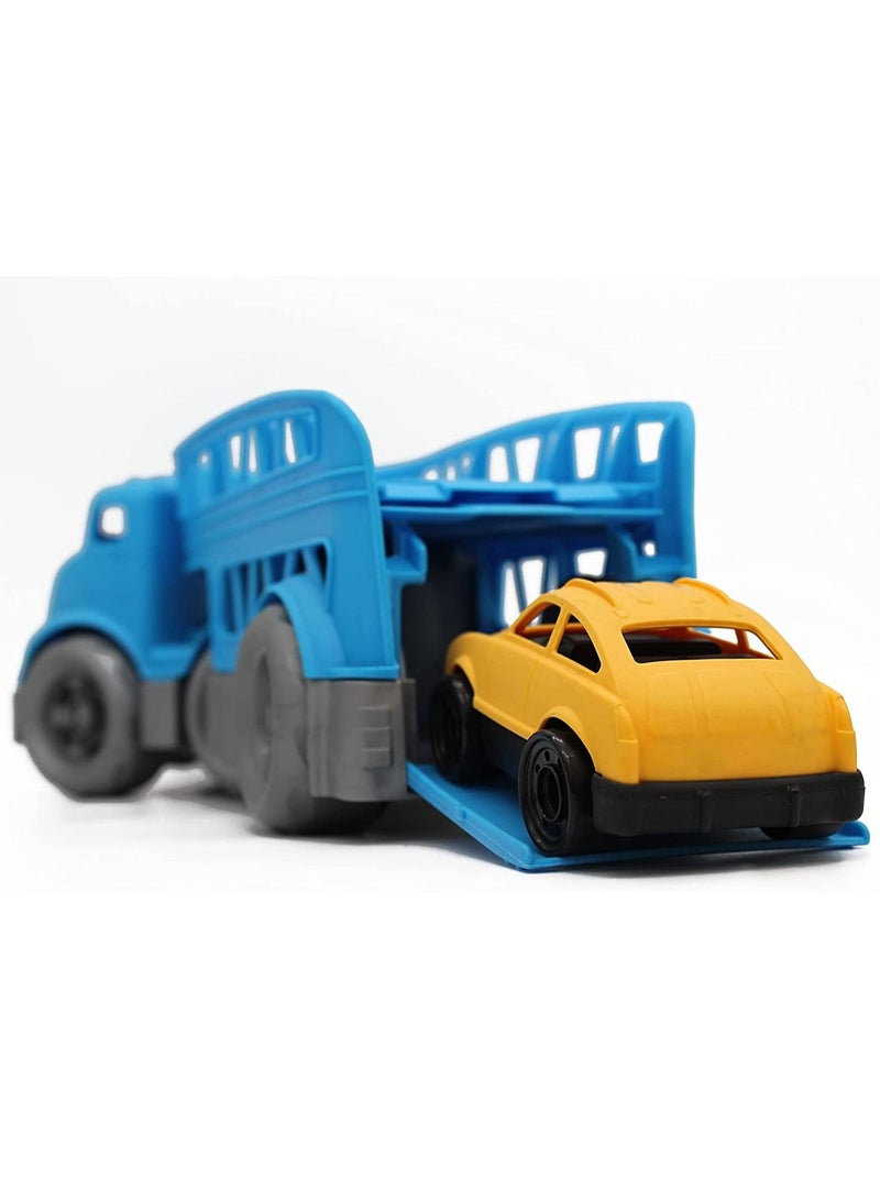 ROLL UP KIDS Toy Truck Car Carrier Manual Friction Powered Vehicle Toy Set With 3 Cars - Image 2
