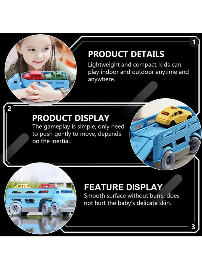ROLL UP KIDS Toy Truck Car Carrier Manual Friction Powered Vehicle Toy Set With 3 Cars - Image 3