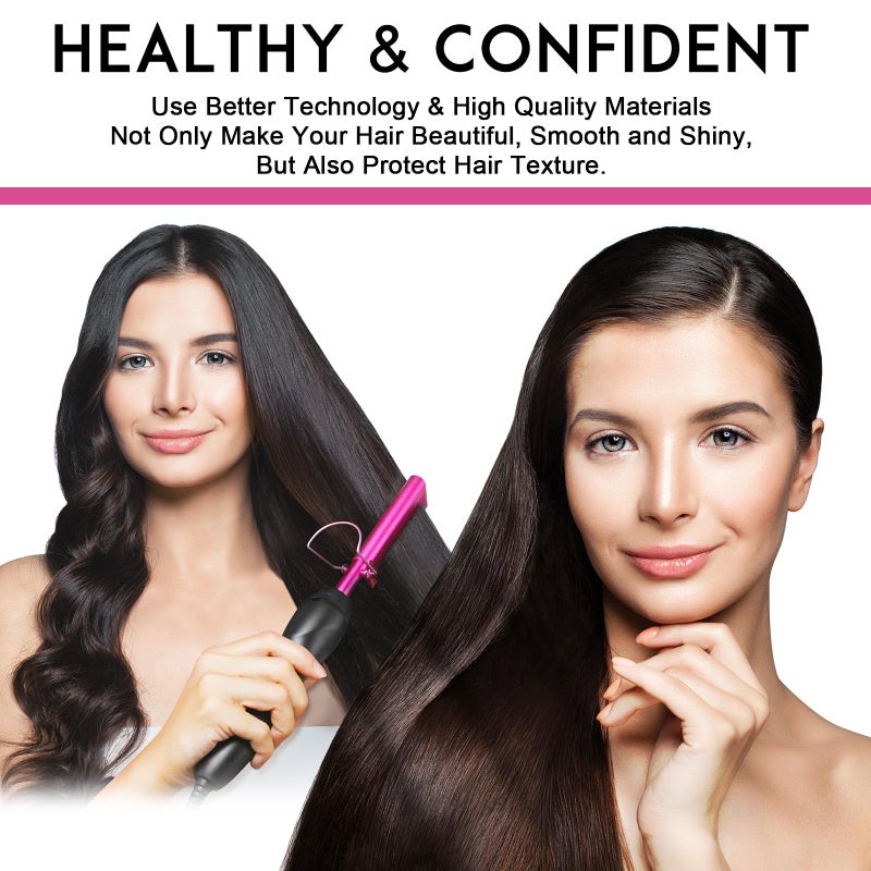 NICEMOVIC Ceramic Heating Hair Straightener Comb - Hot Pressing Brush for Natural Black Hair, Beard Wigs, and Curling (Pink) - Image 5