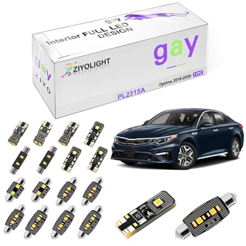 ZIYOLIGHT - PL2315A Replacement for Kia Optima 2016-2020 LED Interior Light kit, 6000K White Dome Lights Accessories Package + License Plate Light Bulbs Upgrade (11 Bulbs) - Image 1